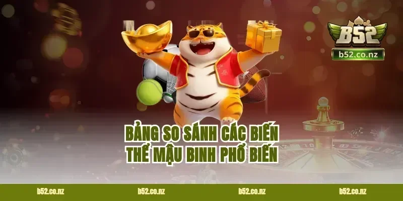 Bảng so sánh các biến thể mậu binh phổ biến